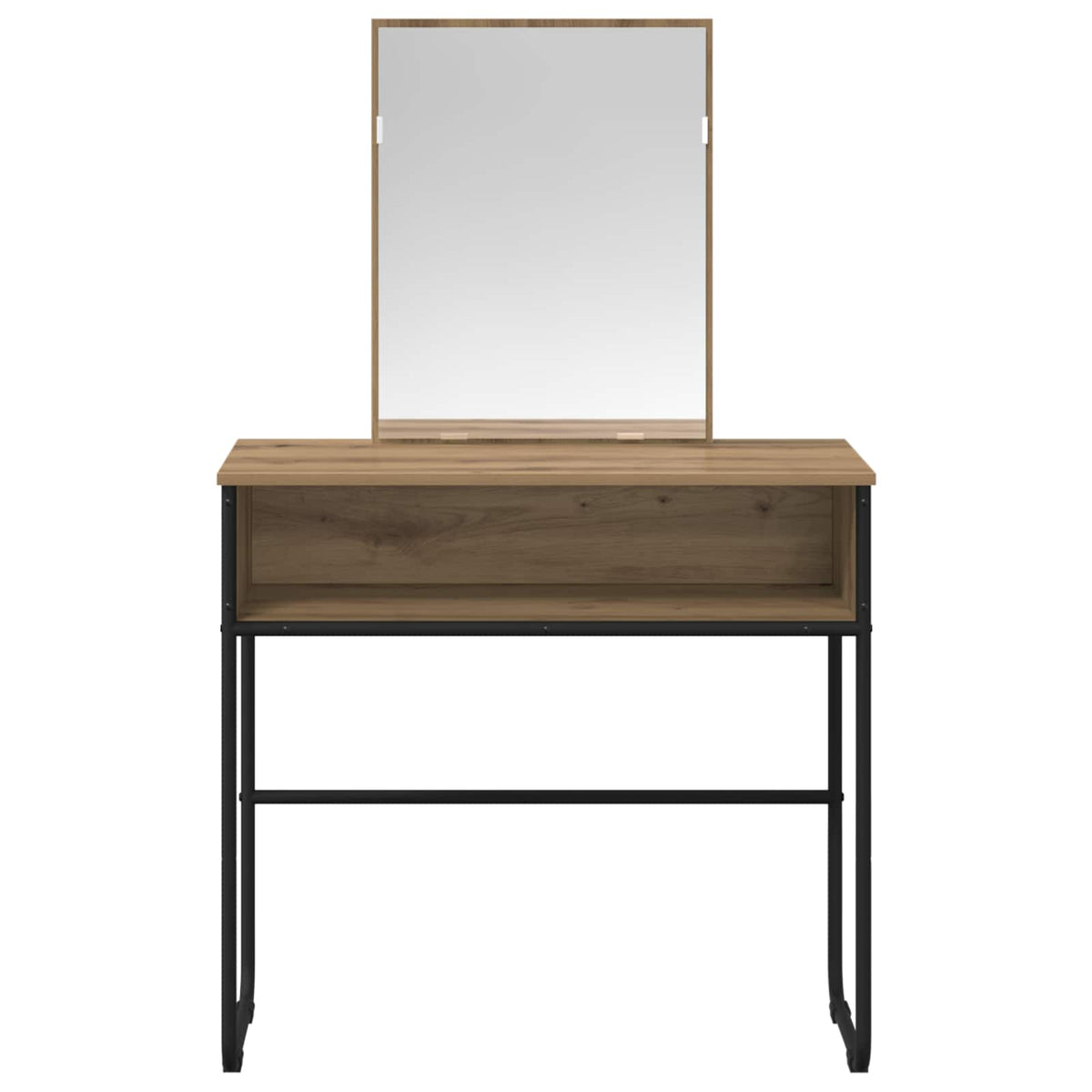 The dressing table with a mirror and a shelf below