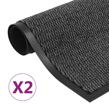 vidaXL Dust Control Mats 2 pcs Rectangular Tufted Anthracite partially unrolled on a white background