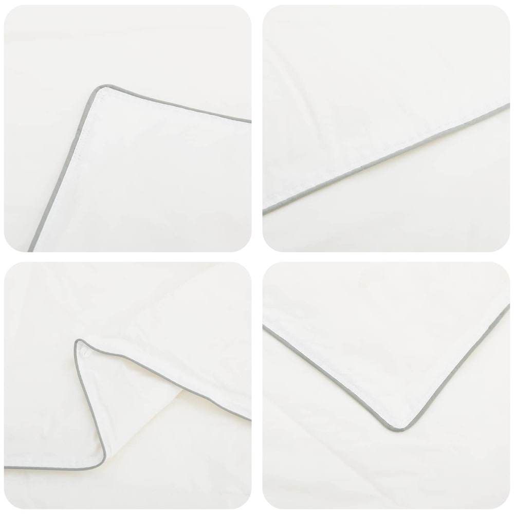 close up details of the white Australian wool duvet piping
