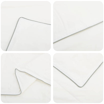 close up details of the white Australian wool duvet piping