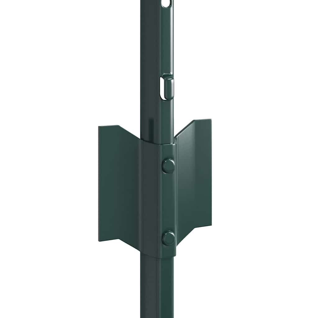 close up of the green embedded fence post base