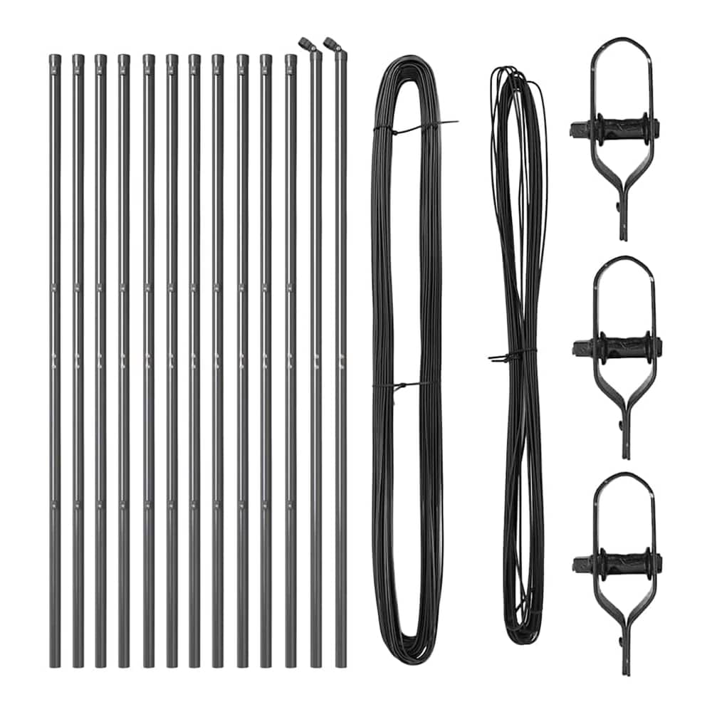 Embedded Fence Post 13 pcs Grey Steel