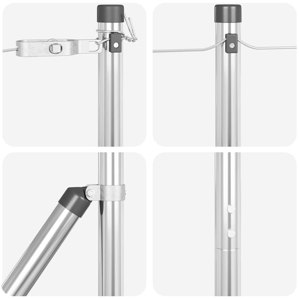 Four close-up views of different parts of the fence post assembly