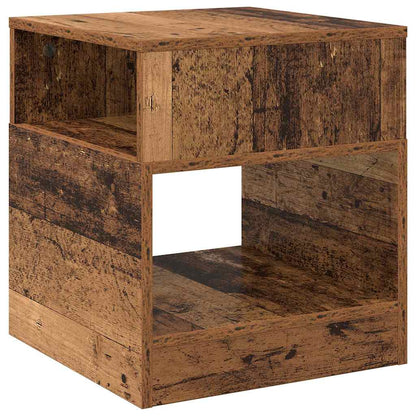 the end table viewed from a high angle showing the open shelf and storage space