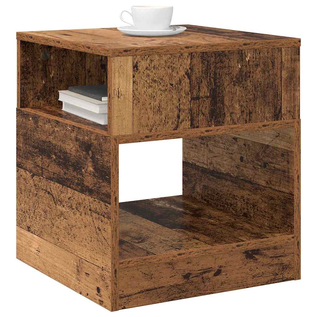 the end table with a white coffee cup on the top surface and books in the shelf