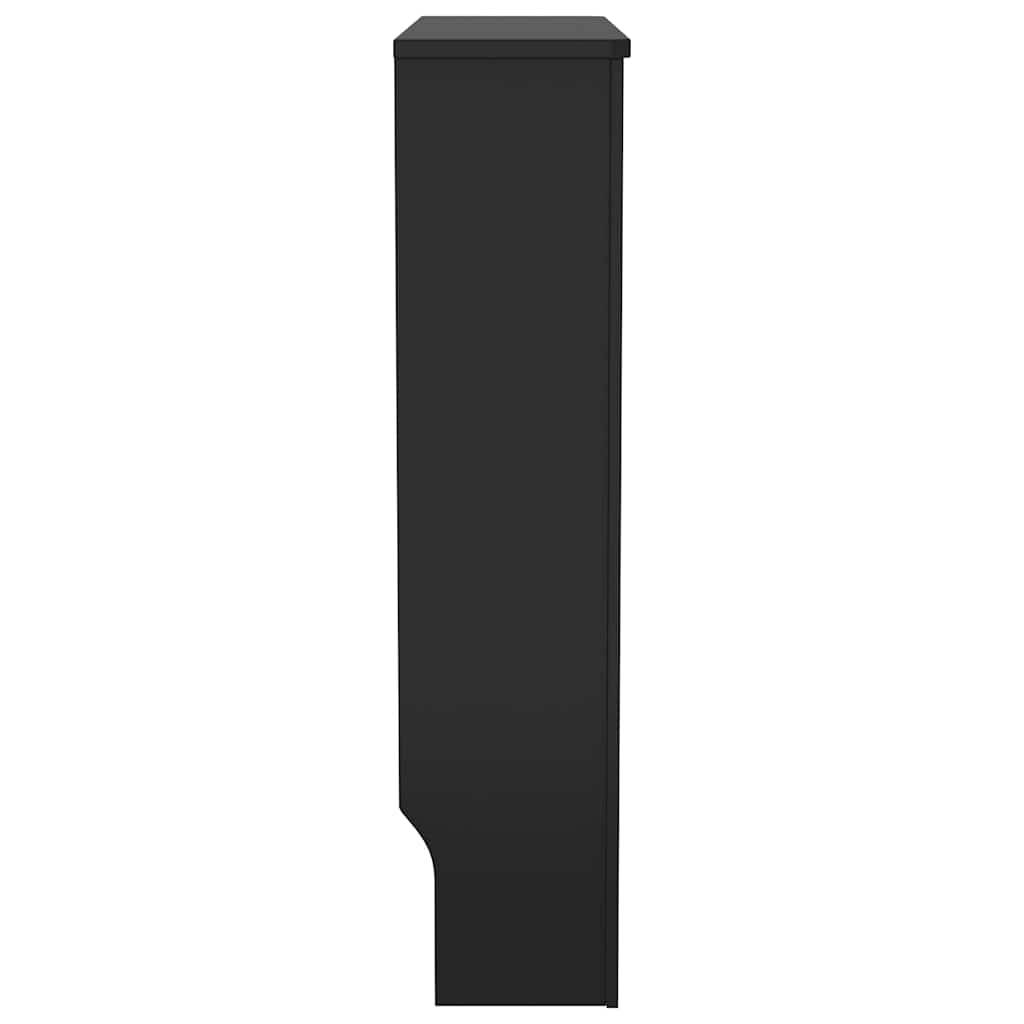 Side view of the black radiator cover, showing its depth