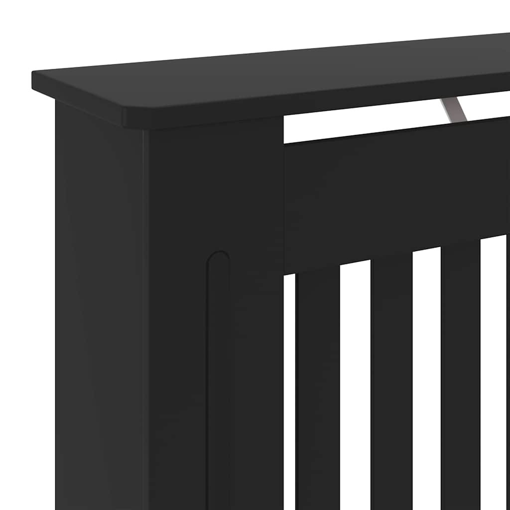 Close-up of the top edge and front grille of the black radiator cover