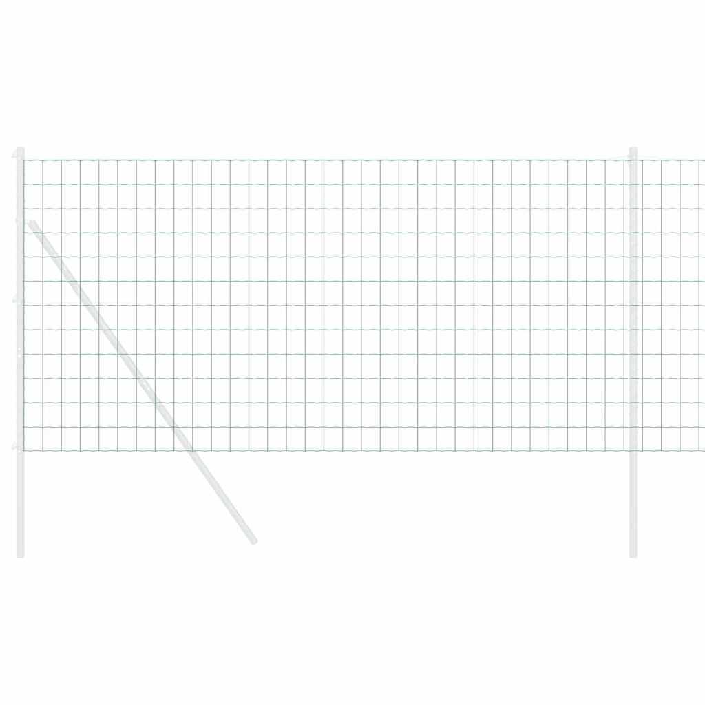 A white frame with green wire mesh, possibly a temporary fence setup