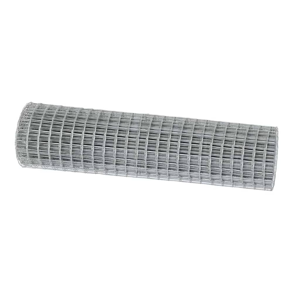 The fence panels lying horizontally on the ground in a tightly packed roll