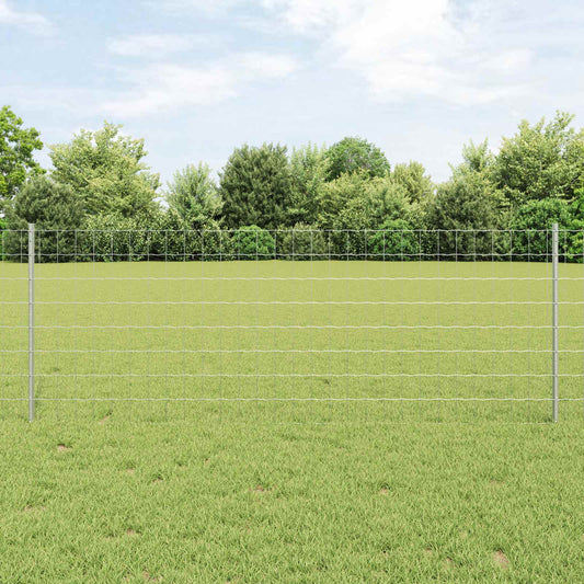 Euro Fence with Post 10 x 1 m Silver Mesh Galvanised steel 10 x 0.6 m fence (5 x 5 cm mesh)–10 x 1.2 m fence (5 x 7.5 cm mesh) 10 x 0.8 m fence (7.5 x 10 cm mesh)