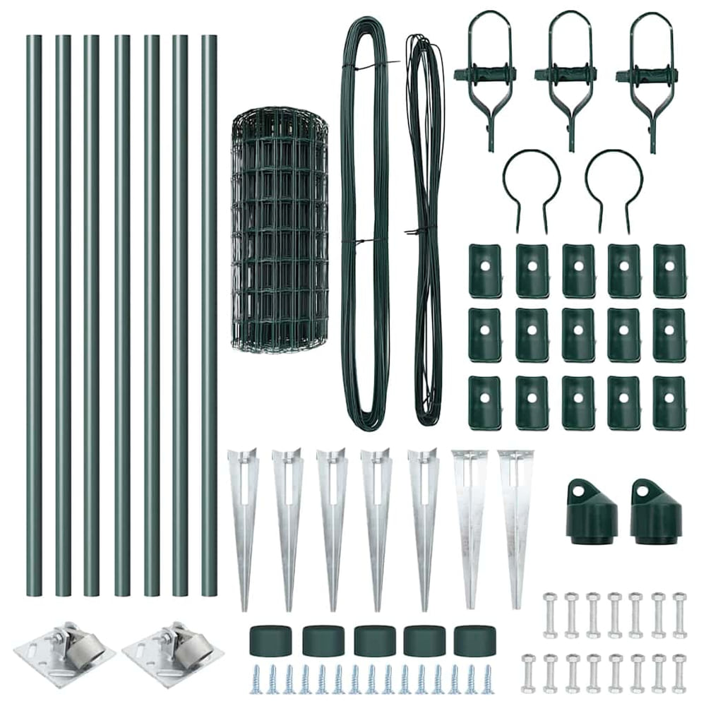 All components for the green mesh fence system