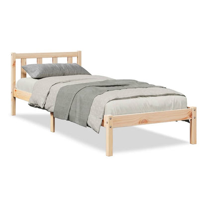 The single bed frame with headboard and footboard, made of pine wood