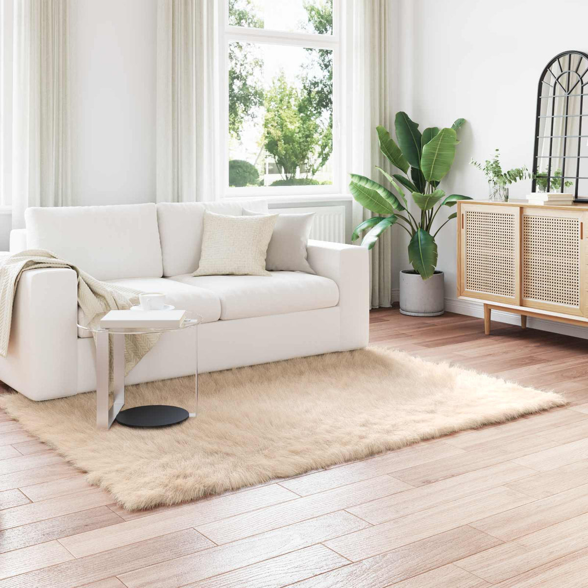 Faux Sheepskin Rug TAFALLA Polyester Beige 50 x 80–Ø 120 cm 160 x 230 cm