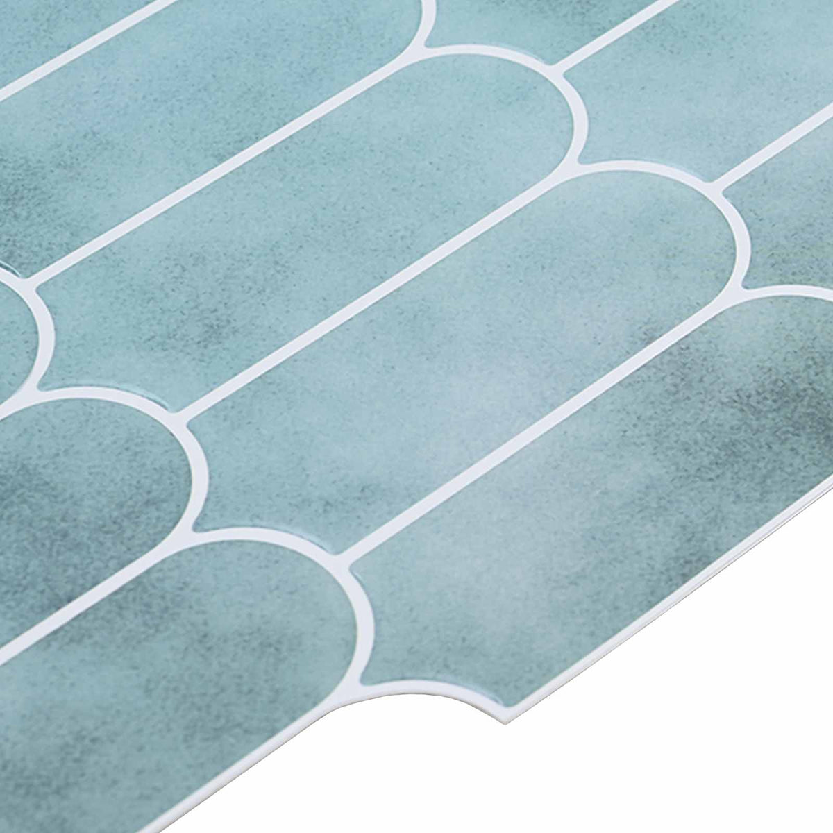 Close up of the textured surface of the green feather tile decorative stickers