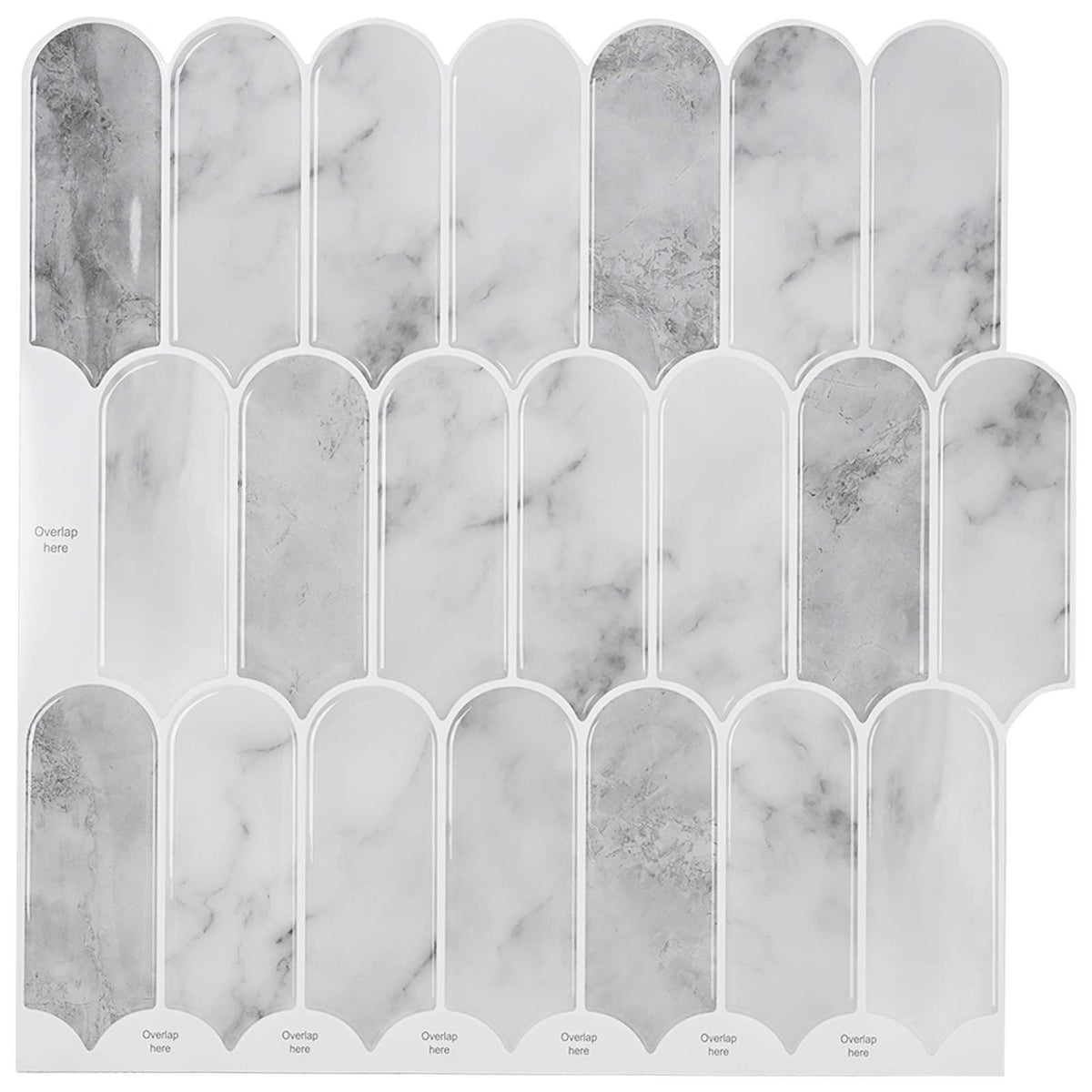 vidaXL Feather Tile 20 pcs Grey Polyurethane and PET decorative stickers laid out on a white background