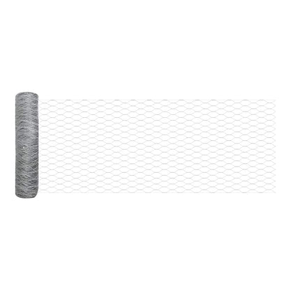 A roll of hexagonal wire mesh for the fence, showing the mesh pattern