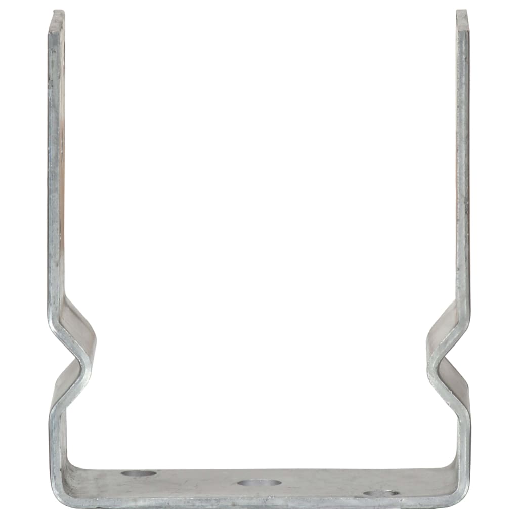 The U-shaped galvanised steel ground spike for fence posts, showing its profile