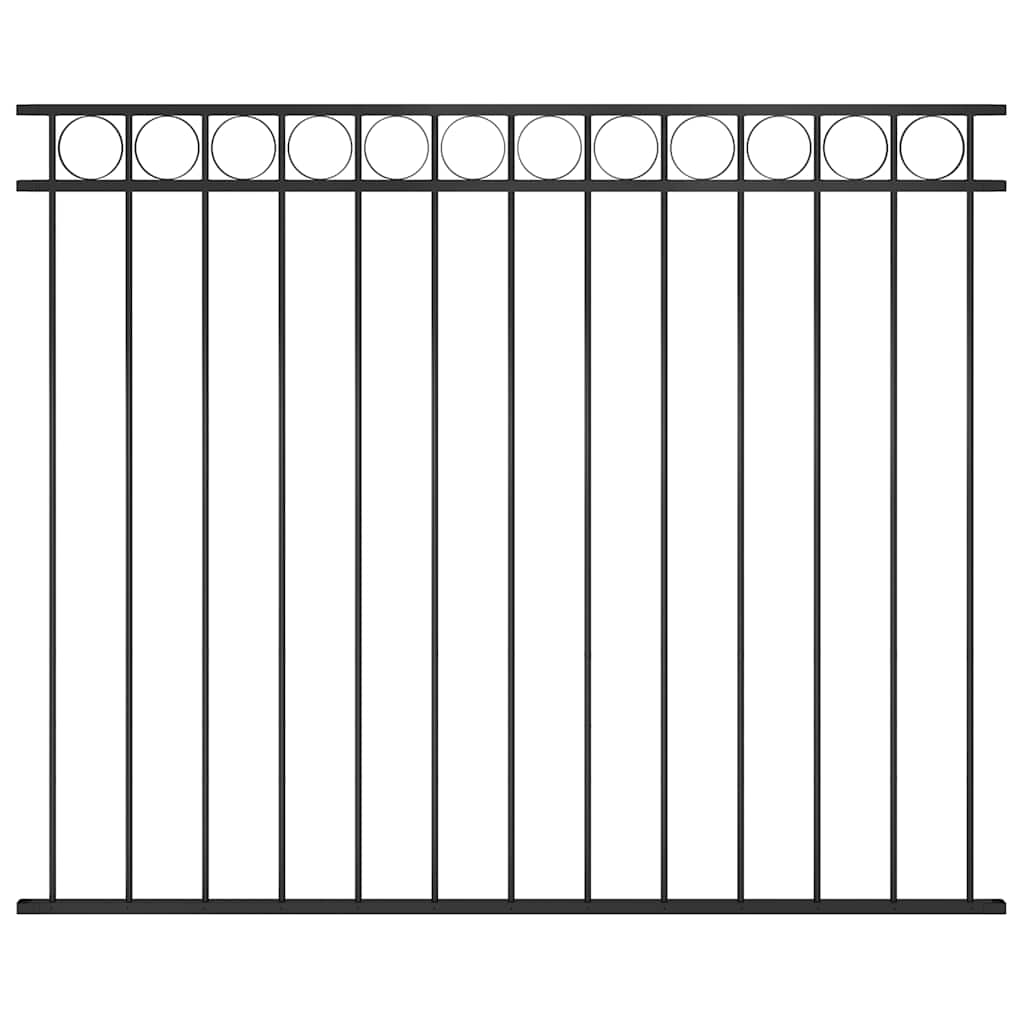 vidaXL Fence Panel "Assen" Black, a black steel fence panel with a decorative top border of circles