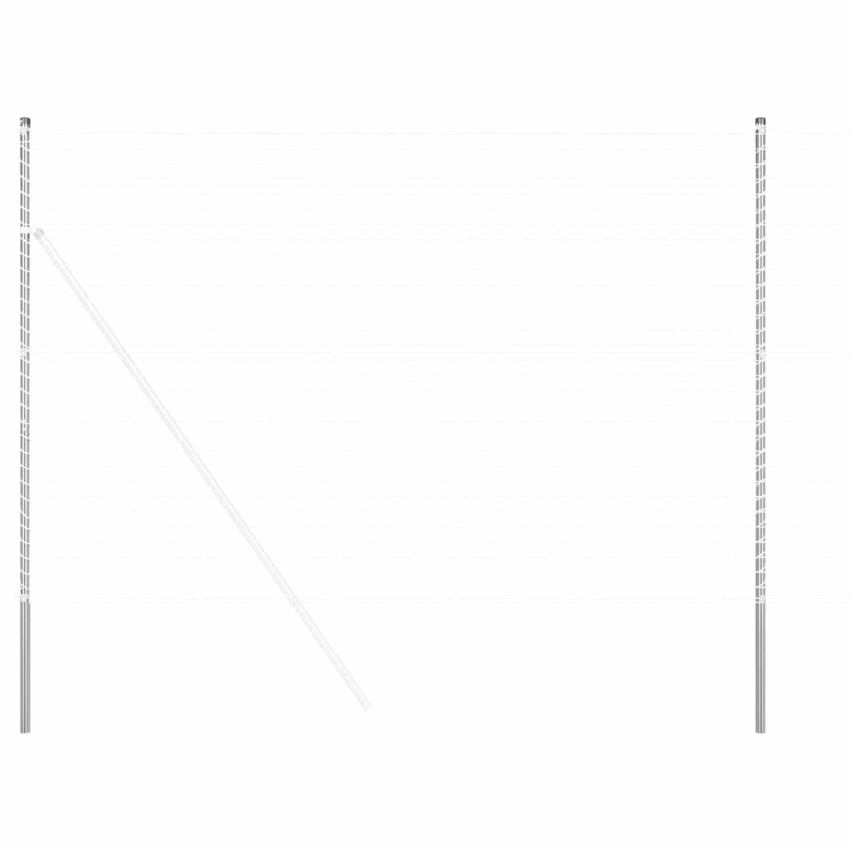 Two silver powder-coated steel fence posts standing against a white background