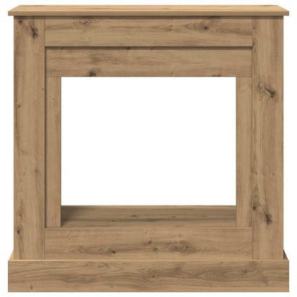 The fireplace surround viewed directly from the front showing the open hearth area