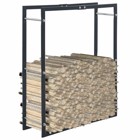Firewood Rack Black Steel 80 cm
