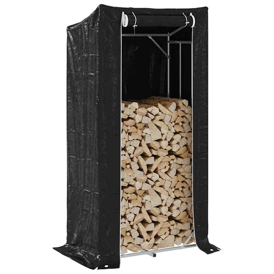 Firewood Rack with Rain Cover Galvanised Steel 100 cm 200 cm 60 cm
