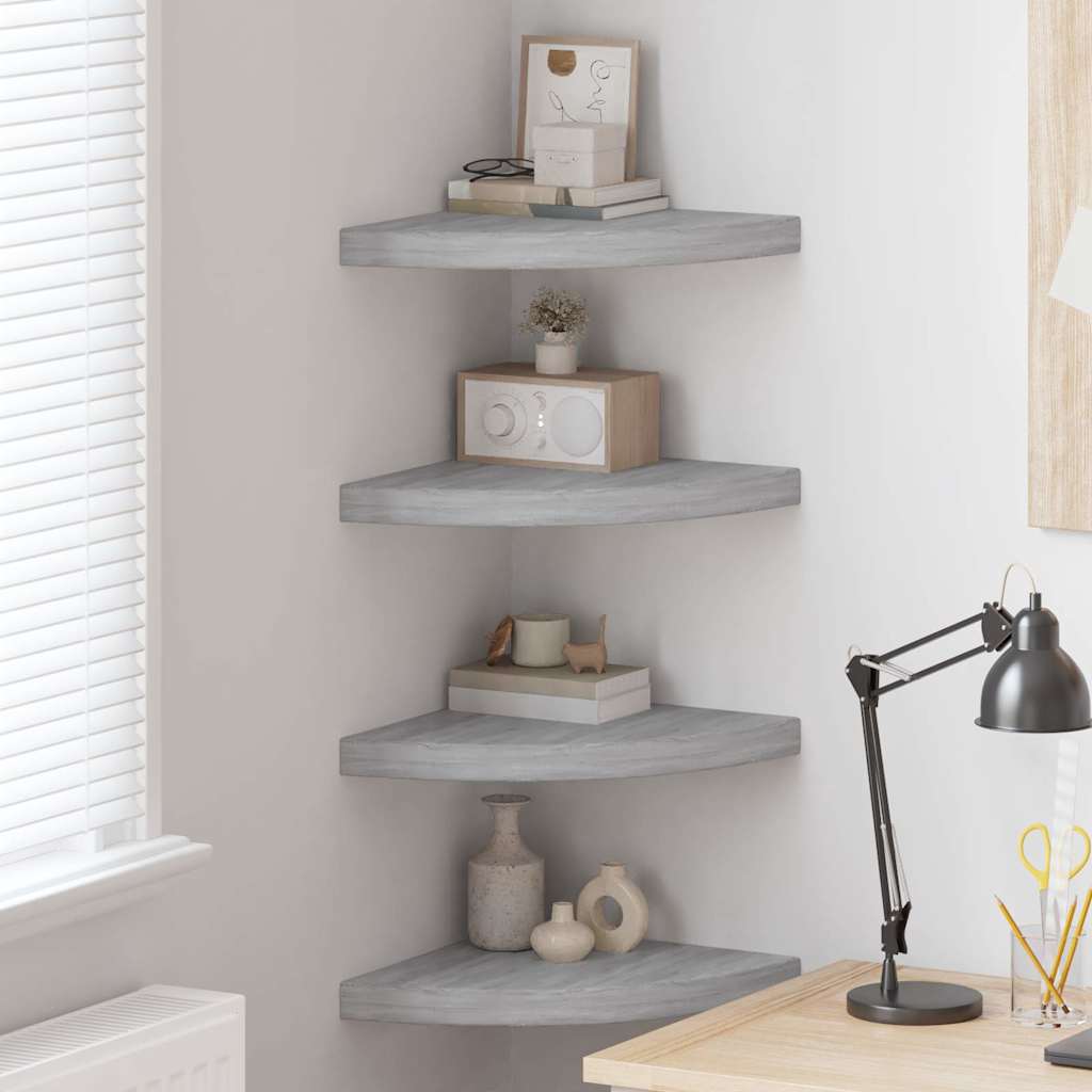 Floating Corner Shelves 35x35x3,8 cm MDF Width 35 cm 4 Concrete grey