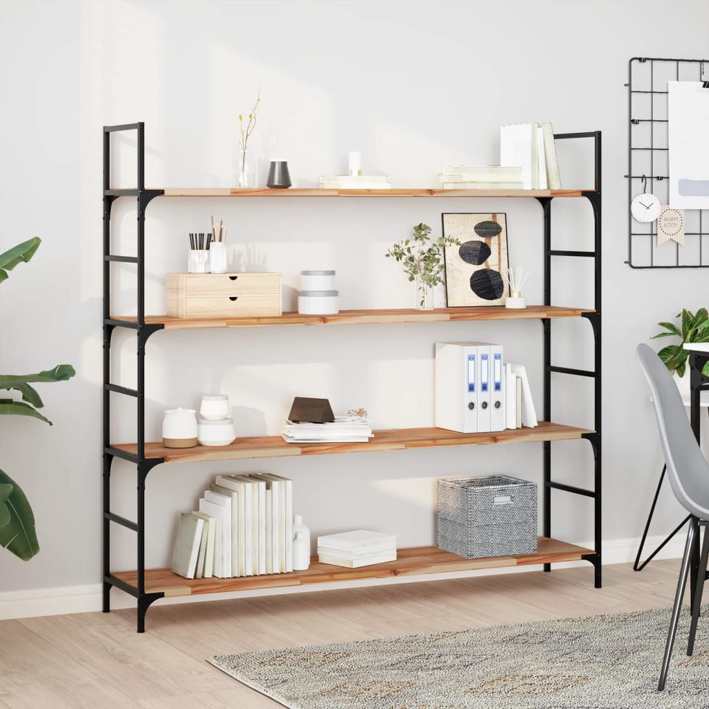 vidaXL Floating Shelf Oil Finished Solid Wood Acacia displayed in a room with books and decorative items