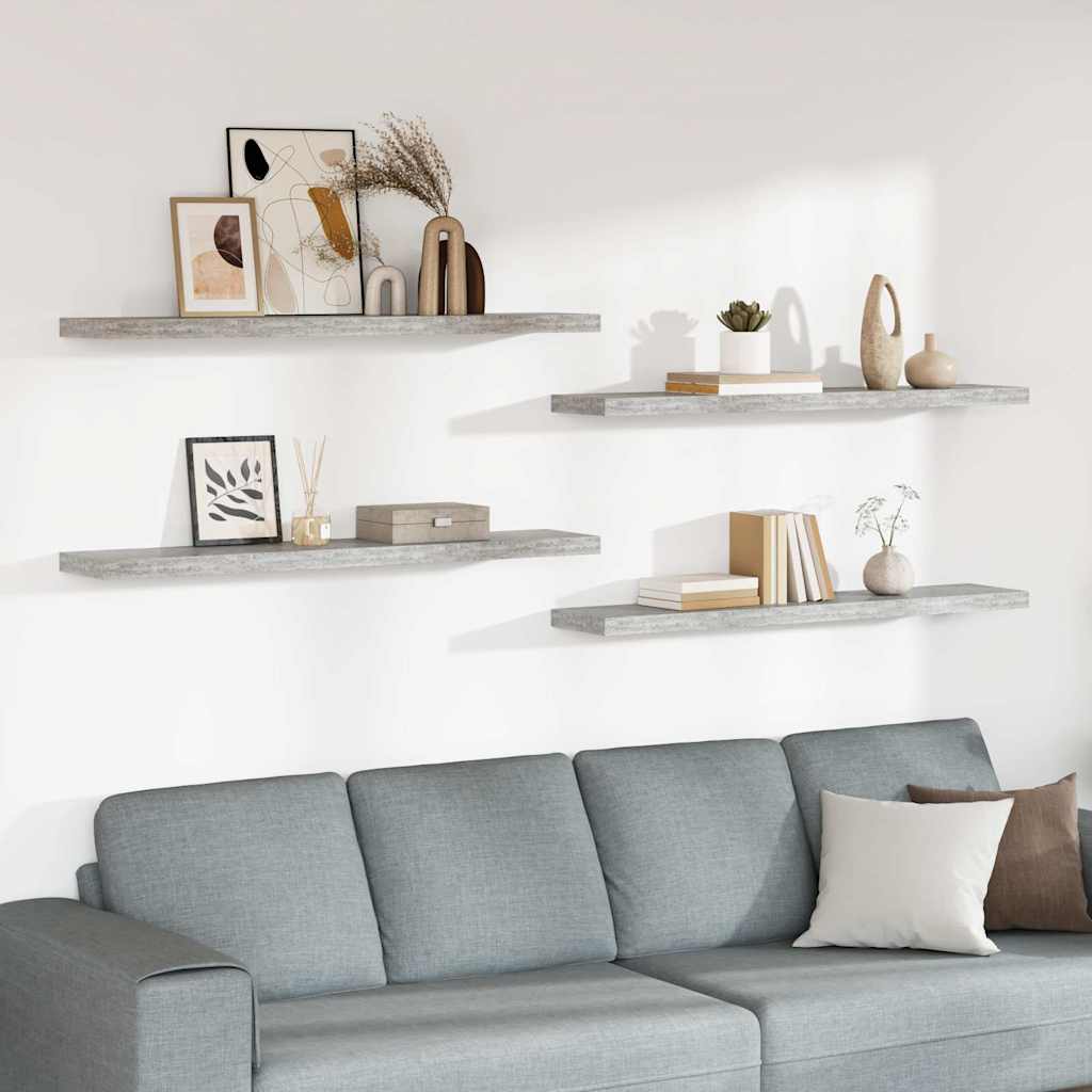 Floating Wall Shelves 120x23,5x3,8 cm MDF 4 120 x 23.5 x 3.8 cm Concrete grey