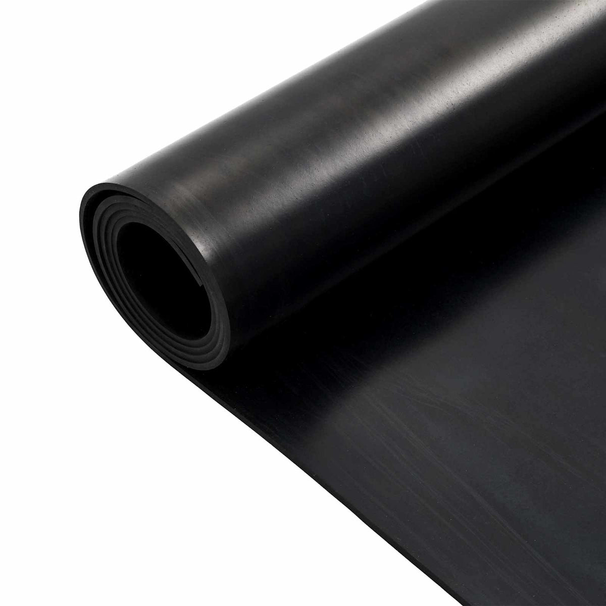 Close-up of the texture of a black rubber floor mat, rolled up