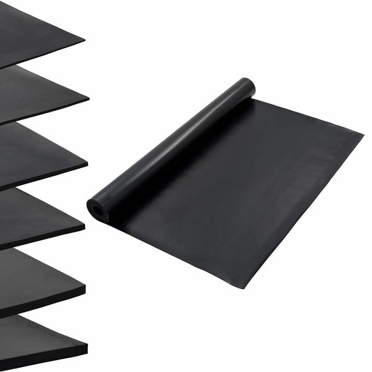 the floor mat shown as a single roll alongside a stack of flat sheets