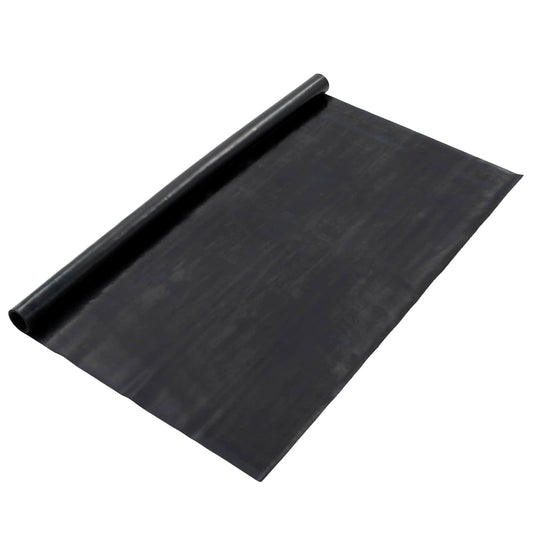 vidaXL Floor Mat Black Rubber unrolled on a white background