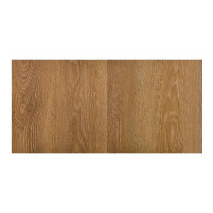 A close up of two brown wood effect PVC flooring planks showing the grain