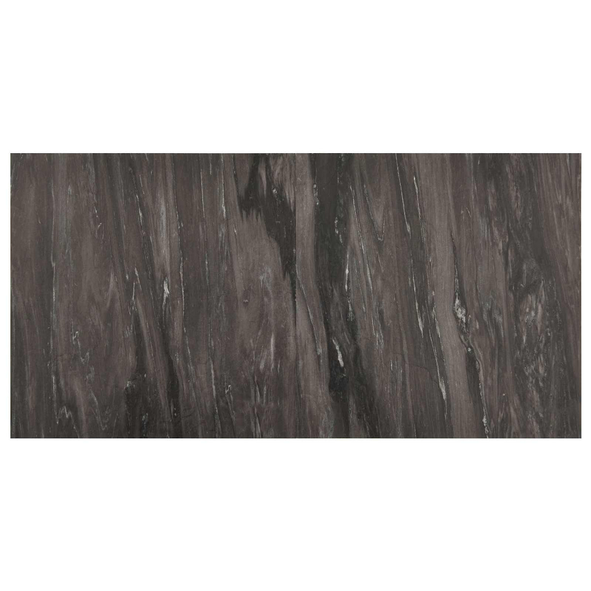 A single rectangular flooring plank showing the detailed dark grey wood grain texture