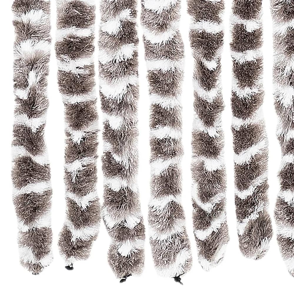 close up of the bottom of the fly curtain showing the chenille strands