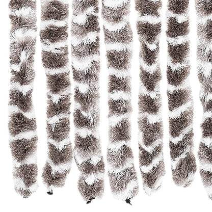 close up of the bottom of the fly curtain showing the chenille strands
