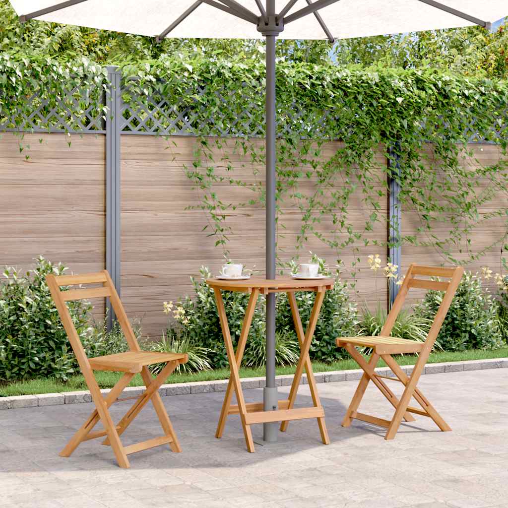 Folding Garden Table Solid Acacia Wood Round
