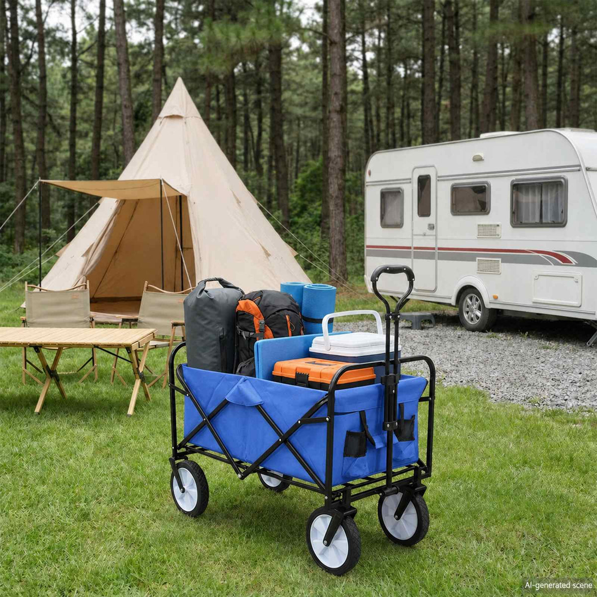 Folding Hand Trolley 94 x 53 x 99 cm 200 kg Oxford Cloth Blue