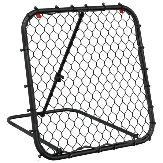 The football rebounder with a black net and frame, shown from the front