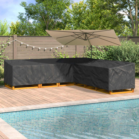 vidaXL Furniture Cover 600D Oxford Fbric L-Shape protecting outdoor furniture on a patio