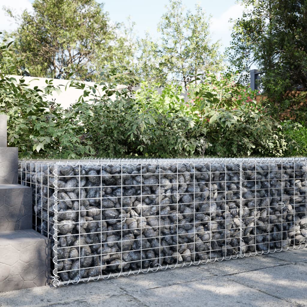 vidaXL Gabion Basket with Cover Galvanised Iron filled with stones as a garden wall