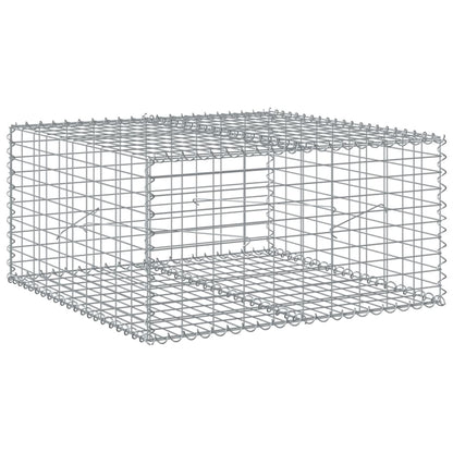 empty galvanised iron gabion basket with a hinged lid
