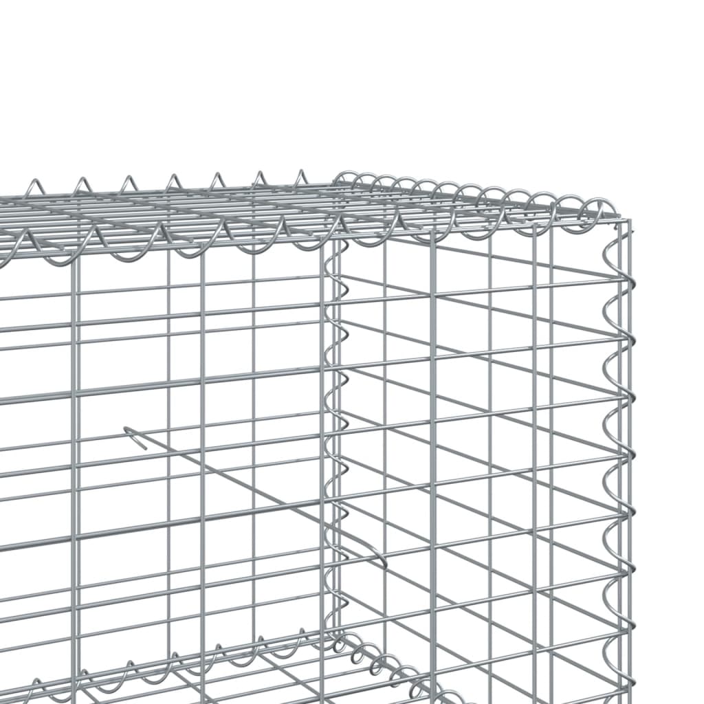 close up of the wire mesh construction of a galvanised iron gabion basket