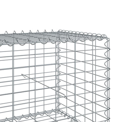 close up of the wire mesh construction of a galvanised iron gabion basket