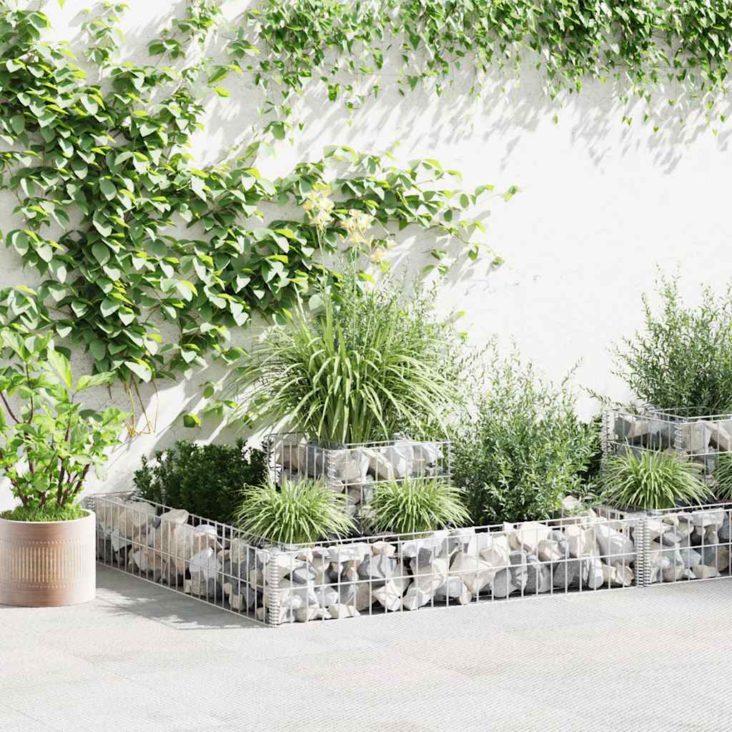 141625 vidaXL Gabion Planter Galvanised Steel 120x120x20 1