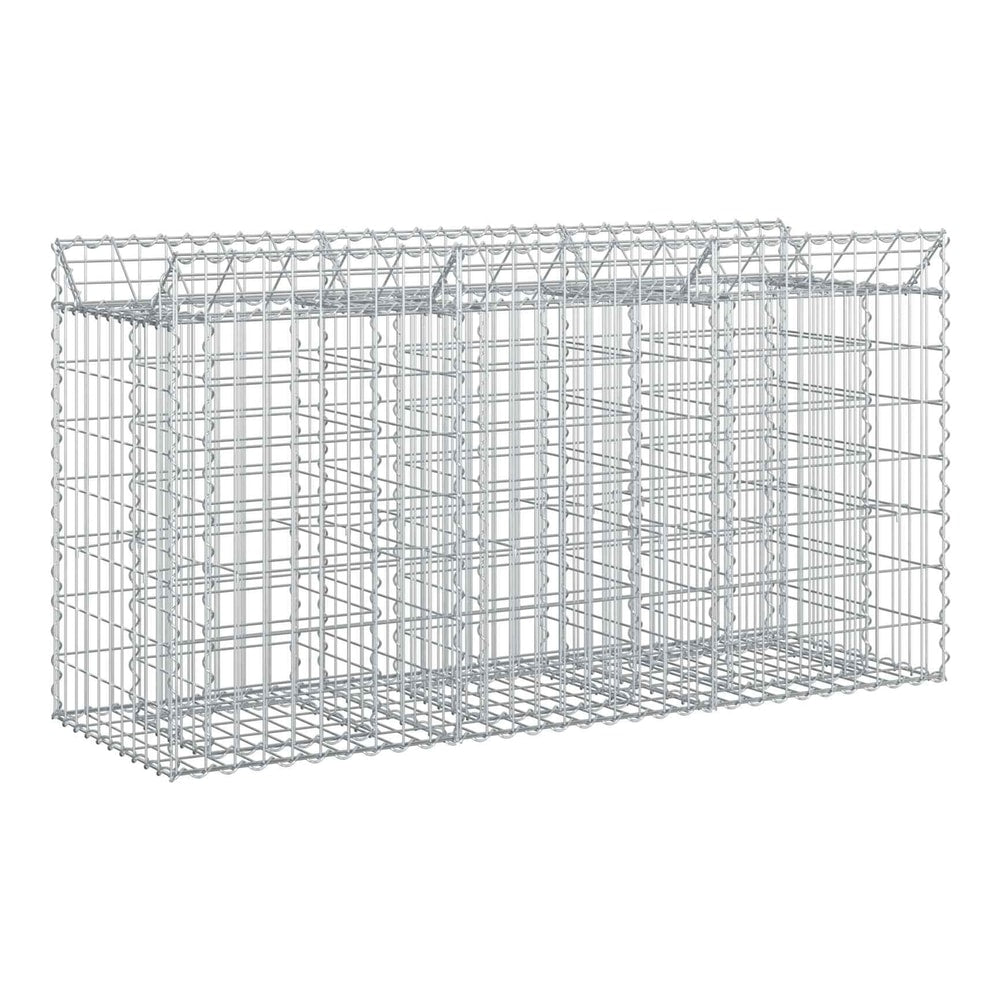 Empty galvanised steel wire cage for a raised garden bed