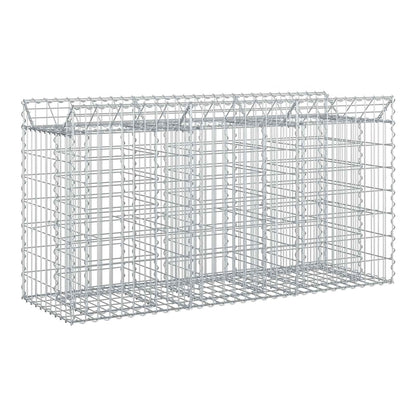 Empty galvanised steel wire cage for a raised garden bed