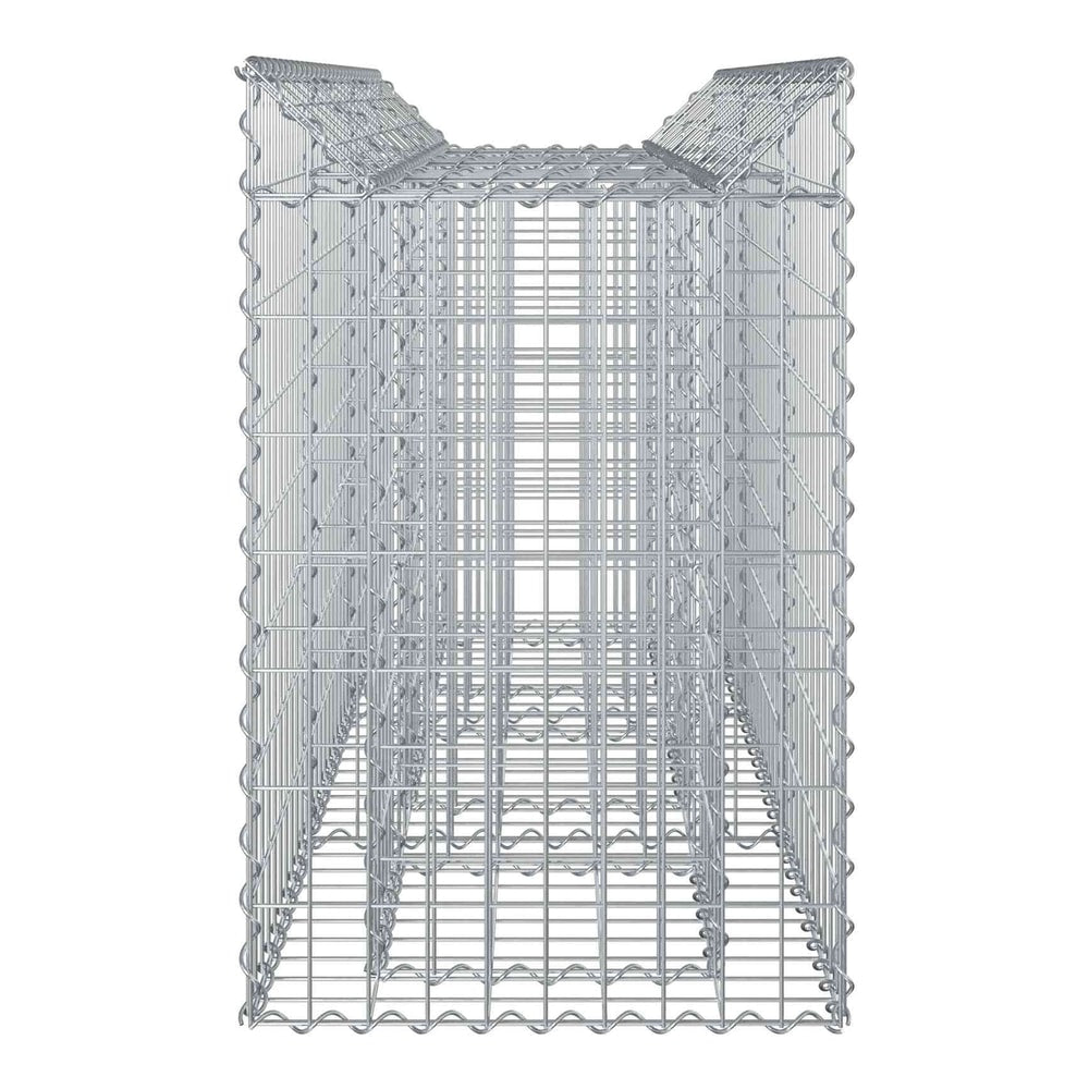Inside view of an empty galvanised steel wire cage for a raised garden bed