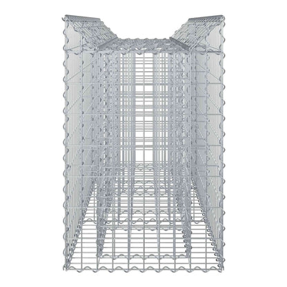 Inside view of an empty galvanised steel wire cage for a raised garden bed