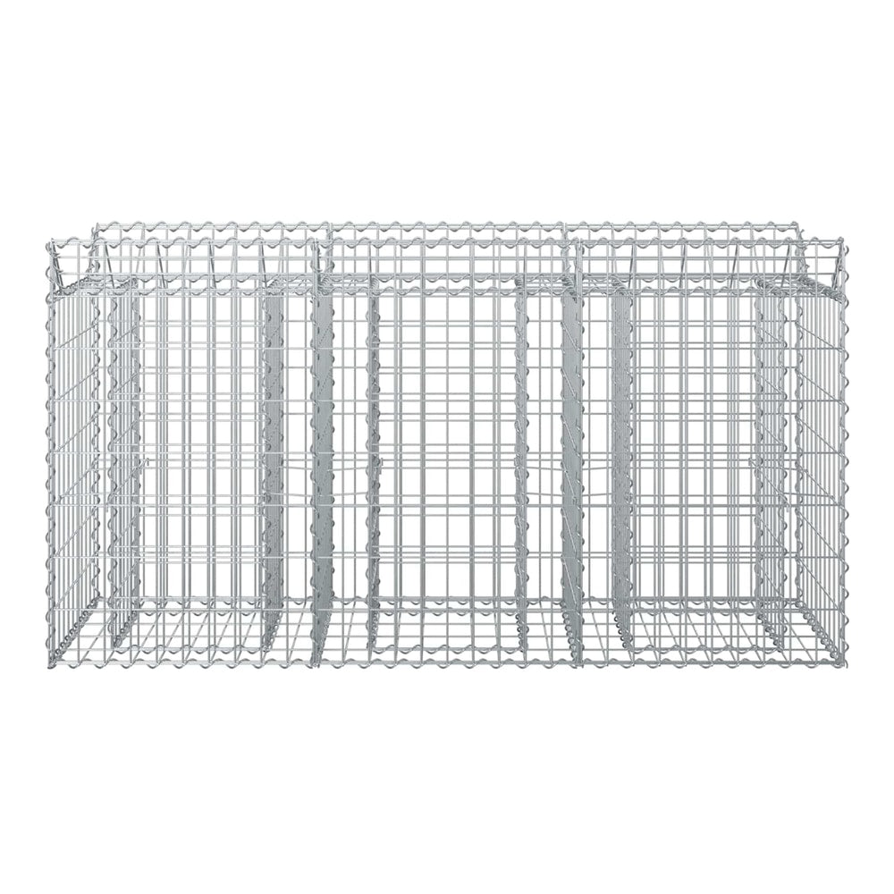 Galvanised steel wire cage for a raised garden bed viewed from the side